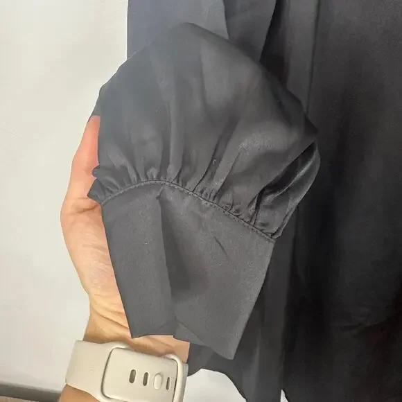 H&M Black Long Sleeve Shift V-Neck Dress - Picture 6 of 7